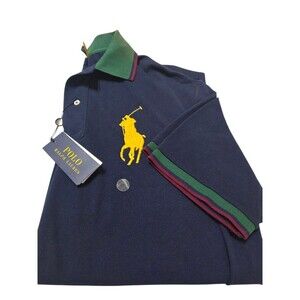 NWT Polo Ralph Lauren Short Sleeve Shirt Men's L Tall Navy Big YellowPony D23.9